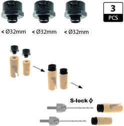 Adaptateurs (3x) pour tous types de scies cloches < 32 mm - GRN
