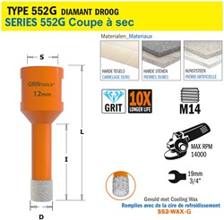 Scie cloche pour matériaux extrêmement durs D=12mm