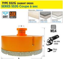 Scie cloche pour matériaux extrêmement durs D=112mm
