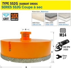 Scie cloche pour matériaux extrêmement durs D=132mm