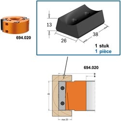 Alu spanblok voor messen/begrenzers
