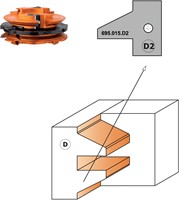 Profielmes voor 3-delige meubeldeurprofielfrees type D2