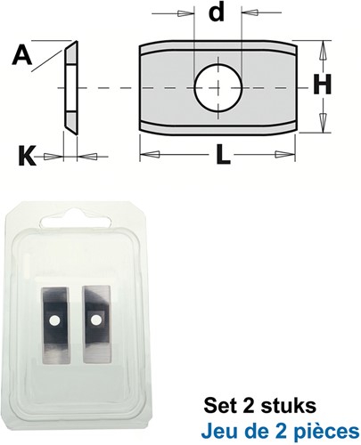 HWM WPL mes F1730 voor algemeen gebruik (afgeschuinde hoeken) 20 * 12 * 1,5 Z2 (per 2 st.)