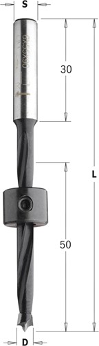 Lange drevelboor, rechts