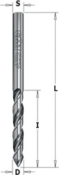 Foret hélicoïdal HWM solide, angle de coupe de 60°, droite