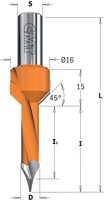 Drevelboor met vaste verzinker, links