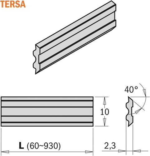 Tersa schaafmes HPS 310x10x2,3