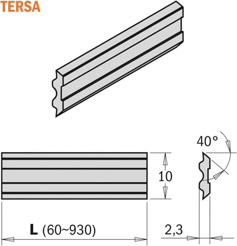 Tersa schaafmes HSS 18% 350x10x2,3