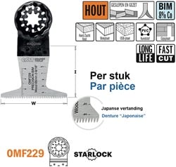 Multitoolzaagblad (Japanse vertanding) voor hout, 65mm