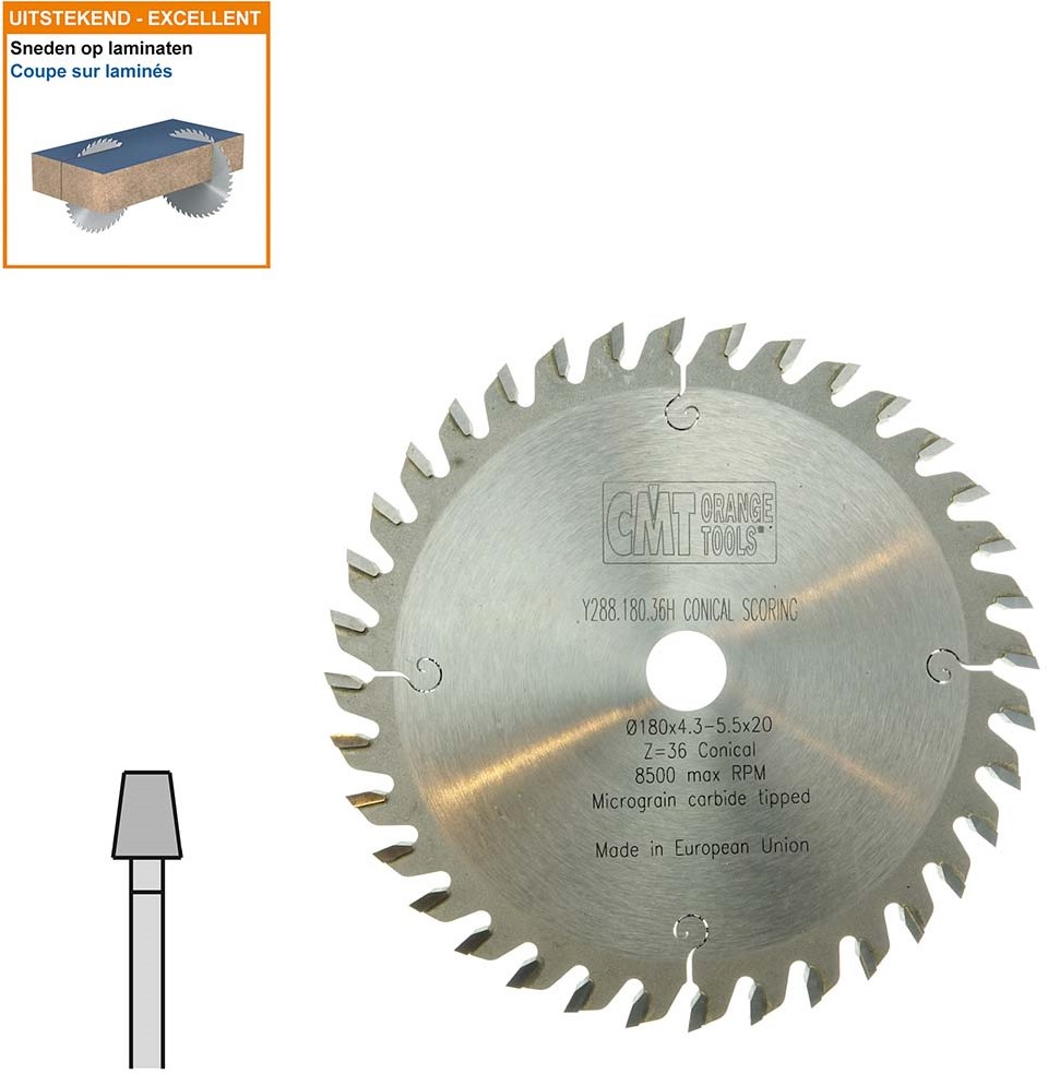 Conische voorritszaag met hardmetalen tanden