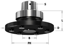 Arbre de scie avec queue HSK-F63 avec flange D=110mm, lame de scie maxi D=350 mm