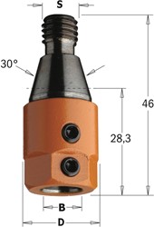 Adaptateur avec cône de centrage 30°, gauche