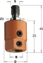 Mandrin de perceuse avec anneau de centrage 9x4 mm, gauche