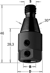 Adaptateur avec cône de centrage 30°, droite